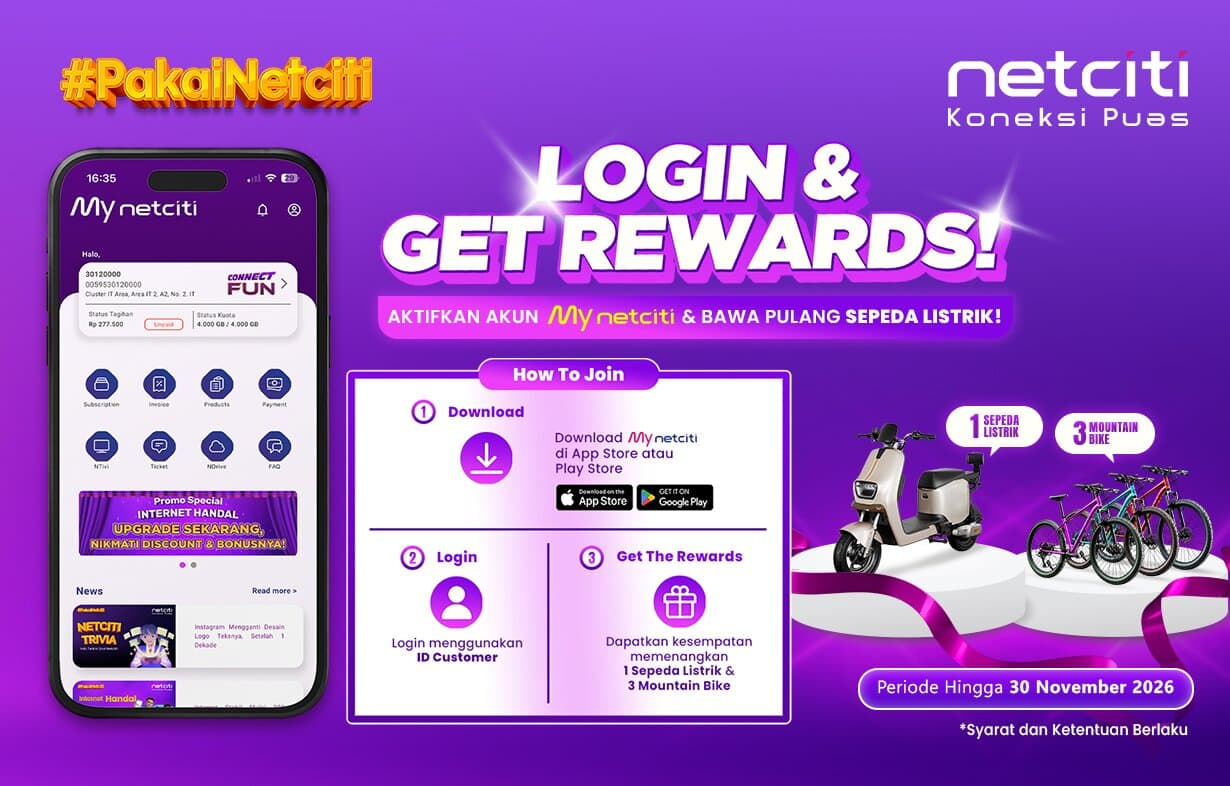 Netciti Bagi-Bagi Sepeda Listrik & Sepeda Gunung untuk Seluruh Customer